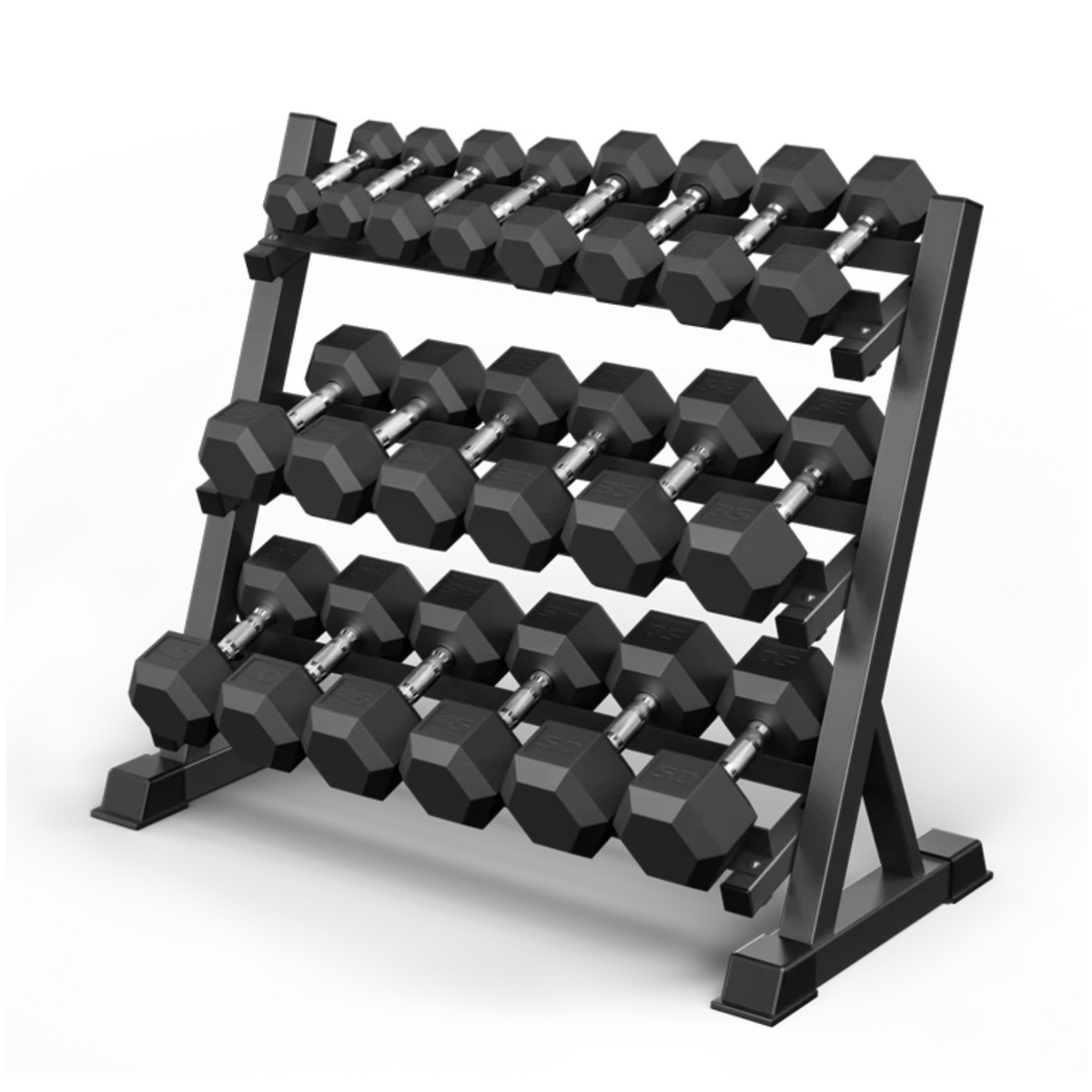Dumbbells placed on rack